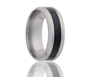 Titanium Beveled Edge Black Inlay Ring