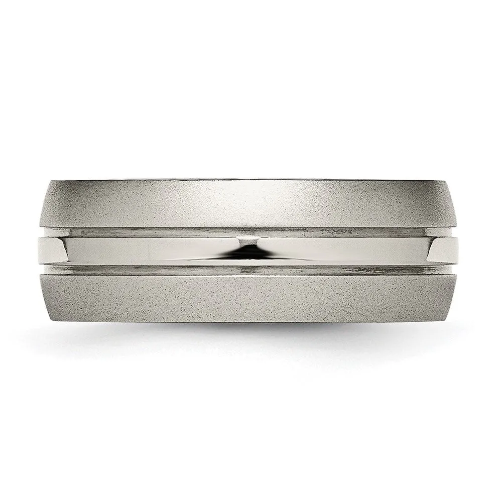 Titanium Brushed and Polished 8mm Grooved Band