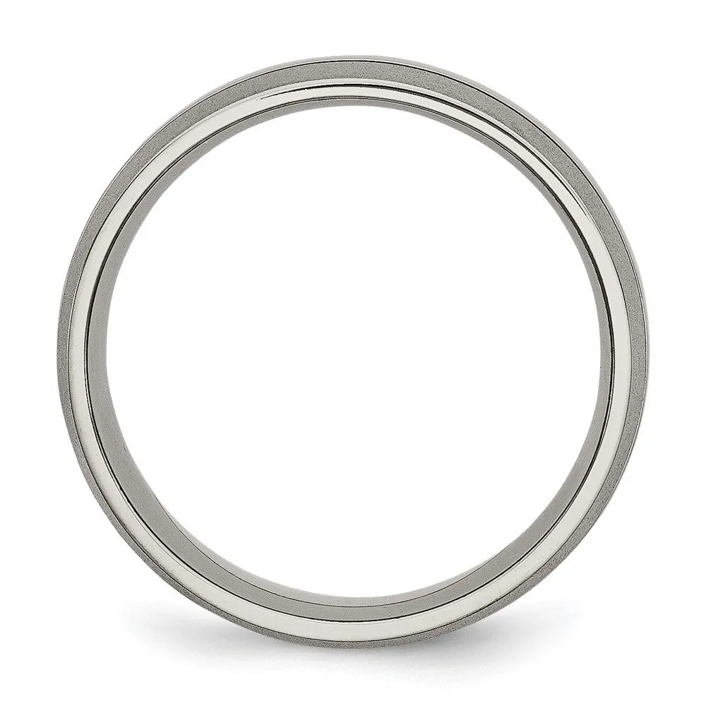 Titanium Brushed and Polished 8mm Grooved Band