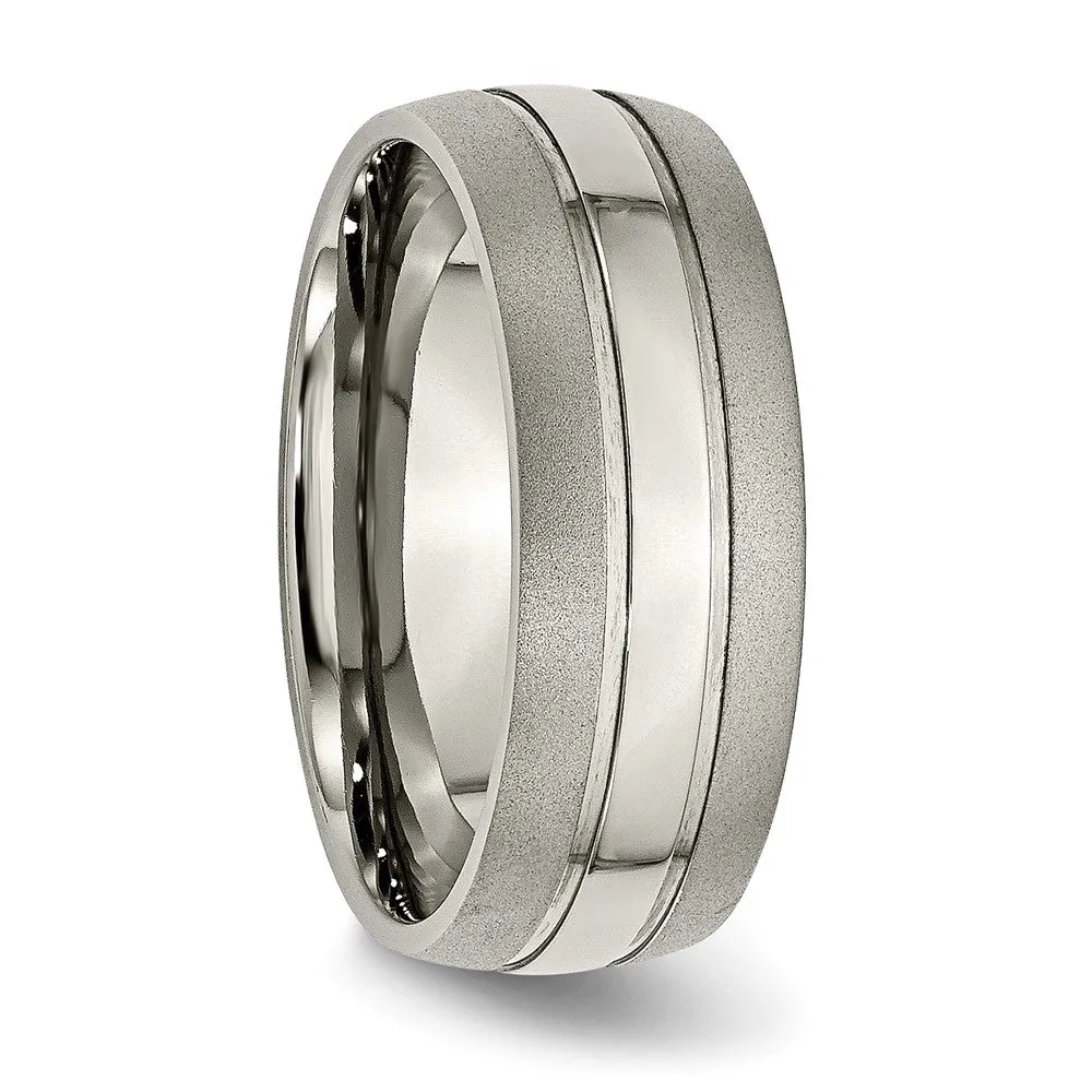 Titanium Brushed and Polished 8mm Grooved Band