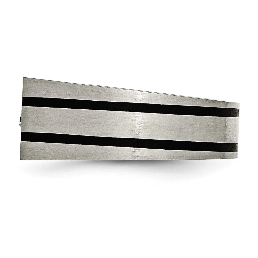 Titanium Brushed and Polished Black IP-plated CZ Signet Ring