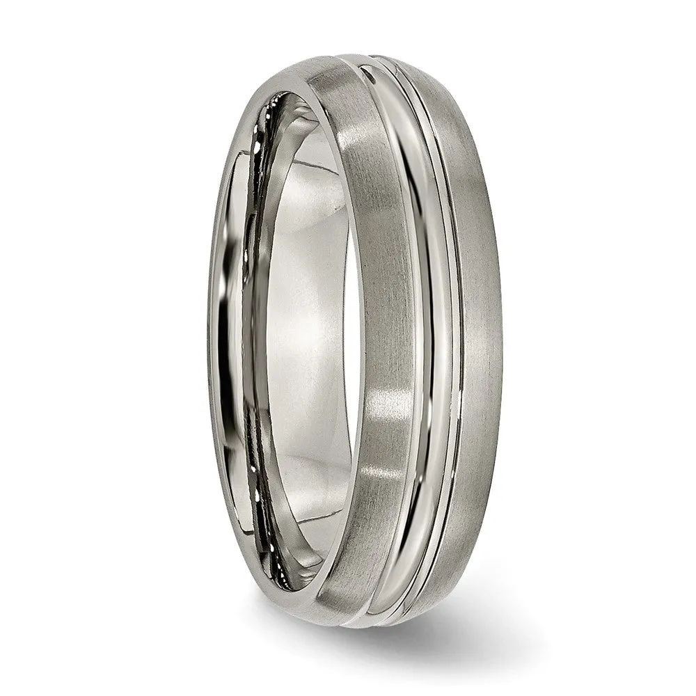 Titanium Brushed Center 6mm Grooved Band
