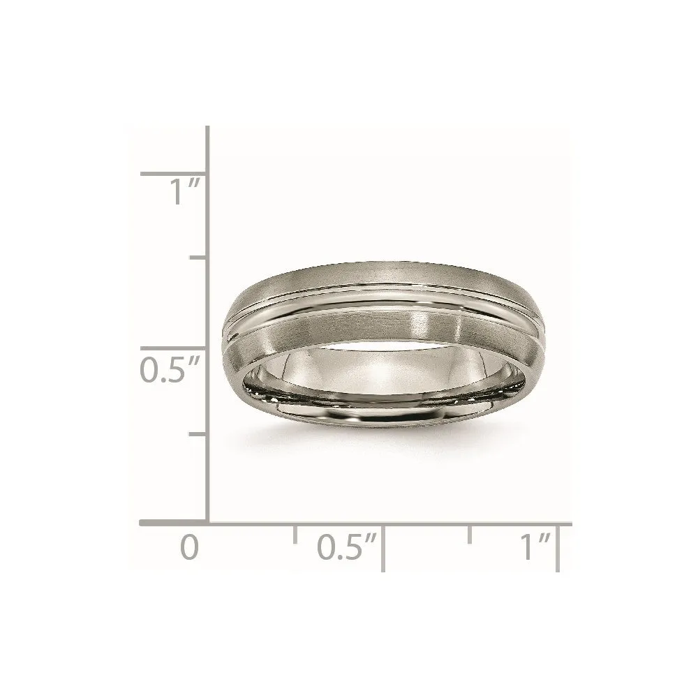 Titanium Brushed Center 6mm Grooved Band