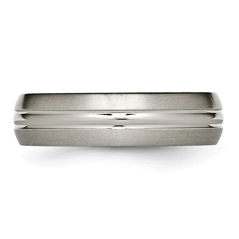 Titanium Brushed Center 6mm Grooved Band