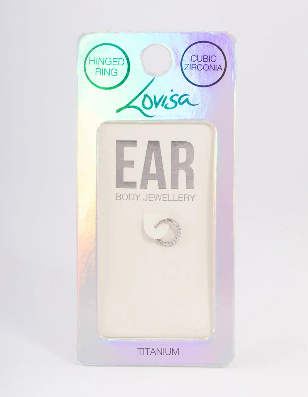 Titanium Cubic Zirconia Clicker Earring 7mm