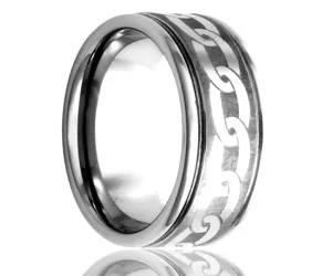 Titanium Deep Groove Laser Engraved Chain Ring