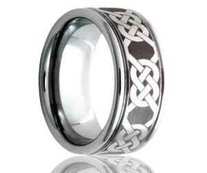 Titanium Deep Groove Laser Engraved Infinity Knot Ring