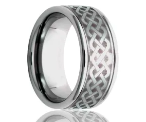 Titanium Deep Groove Laser Engraved Weave Ring