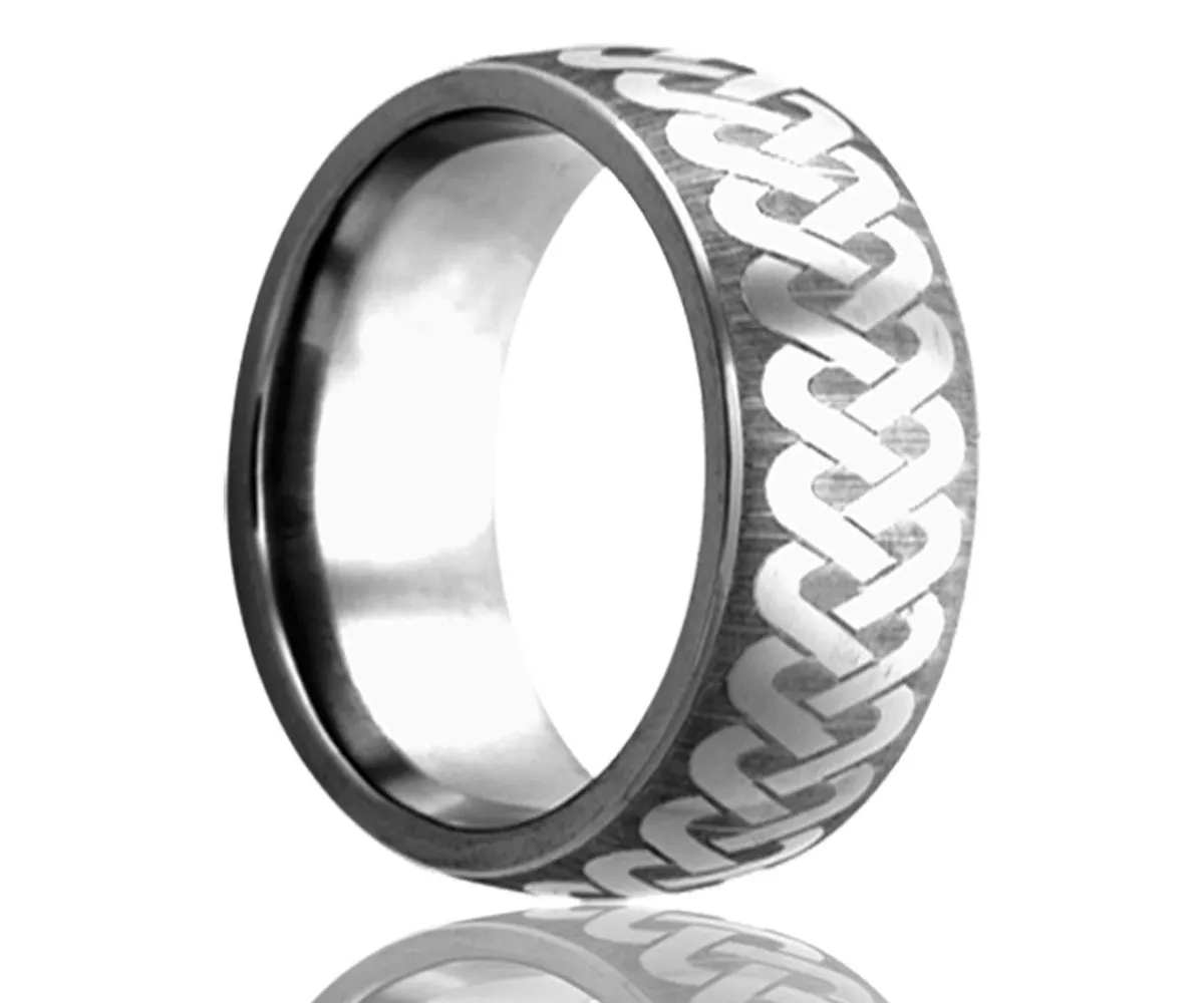 Titanium Dome Laser Engraved Braid Ring
