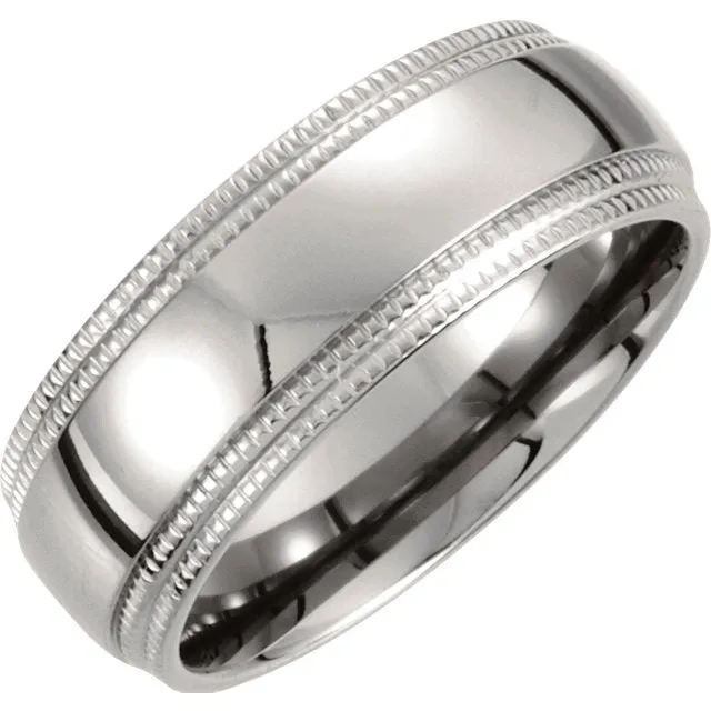 Titanium Double Milgrain Band, Size 8