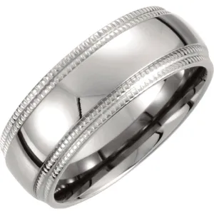 Titanium Double Milgrain Band, Size 8