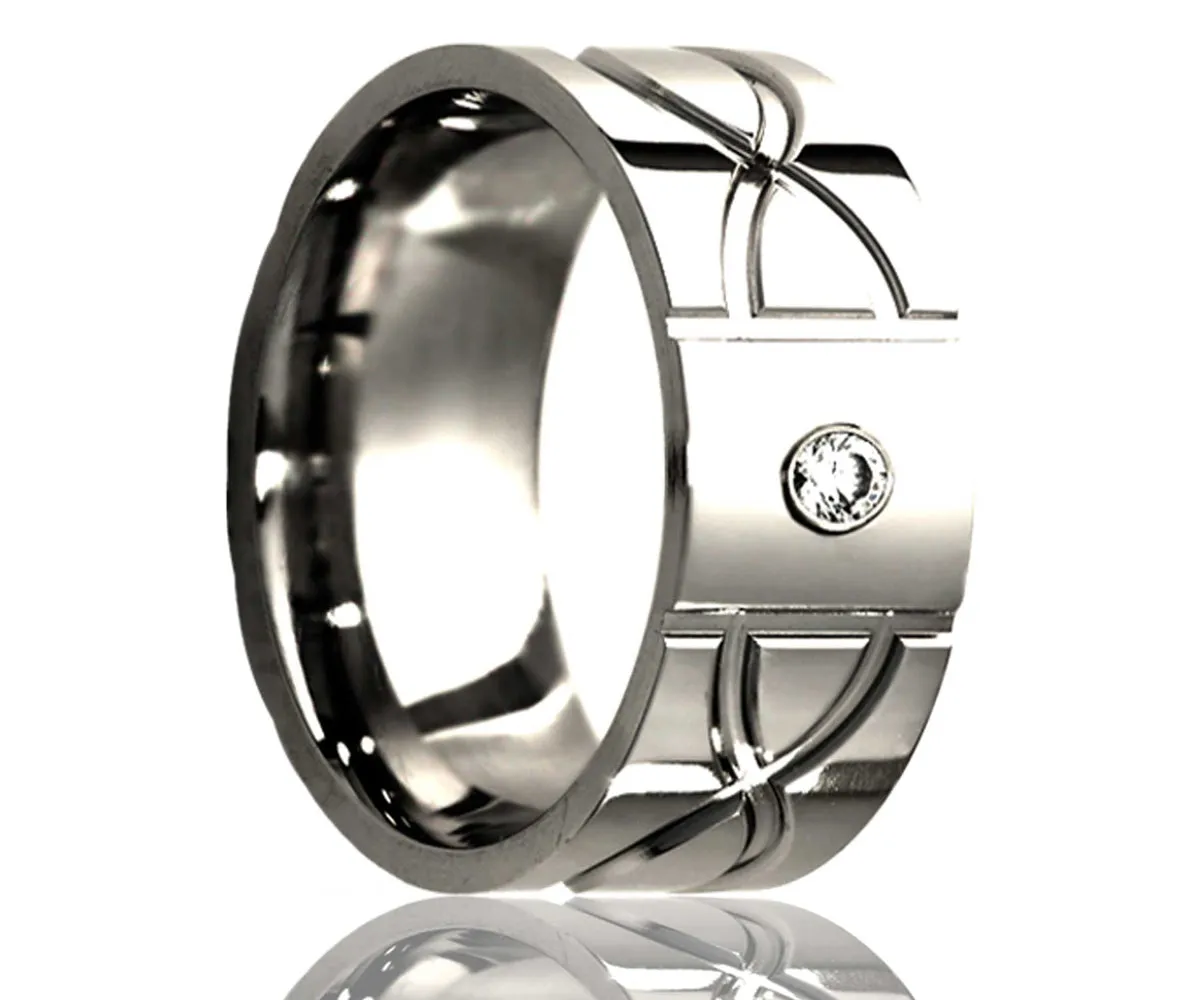 Titanium Flat Diamond Infinity Milled Ring