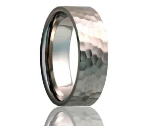 Titanium Flat Hammer Finish Ring