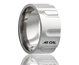 Titanium Flat Laser Engraved .45 Cal Ring