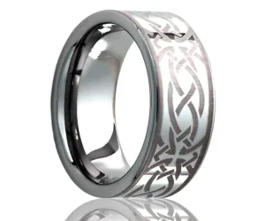Titanium Flat Laser Engraved Cross Ring