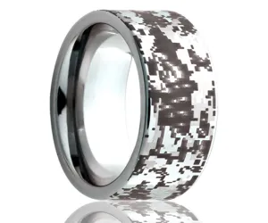 Titanium Flat Laser Engraved Pixel Ring