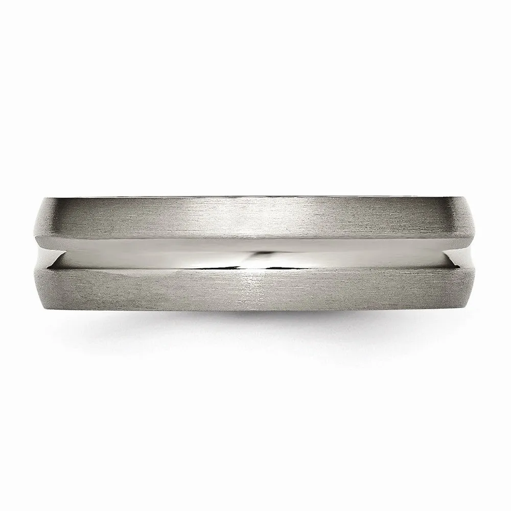 Titanium Grooved 6mm Brushed and Polished Band
