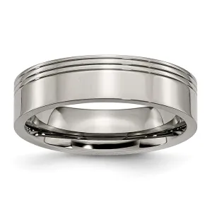 Titanium Grooved 6mm Polished Band