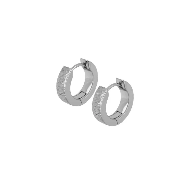 Titanium - huggie earrings - Polished/Corner Hammered dia 9mm