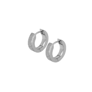 Titanium - huggie earrings - Polished/Corner Hammered dia 9mm