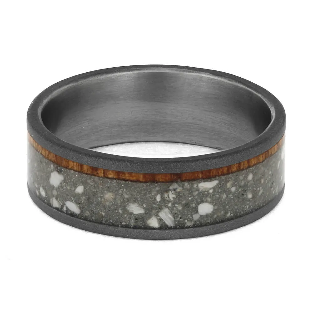 Titanium Memorial Ring with Wood and Ashes
