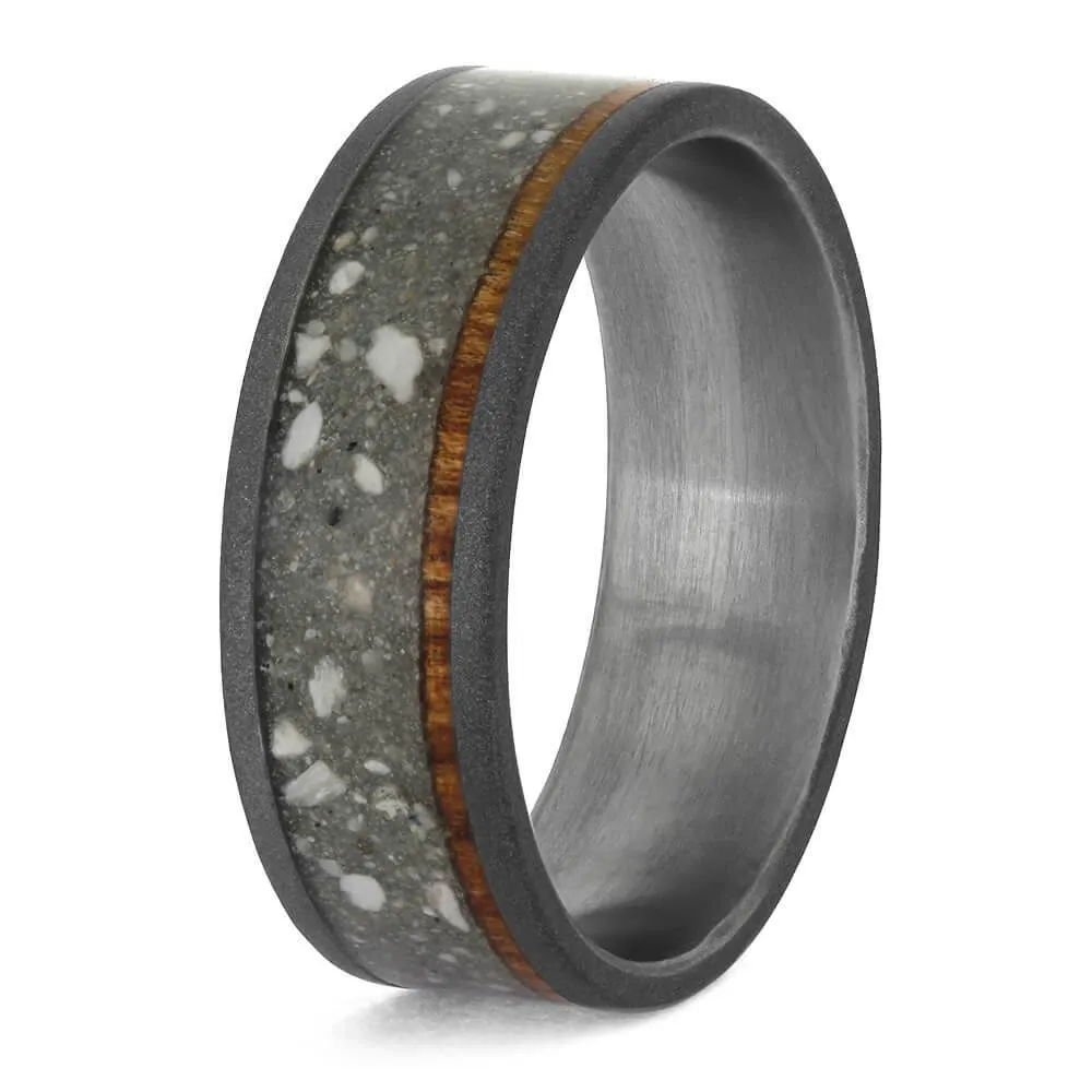 Titanium Memorial Ring with Wood and Ashes