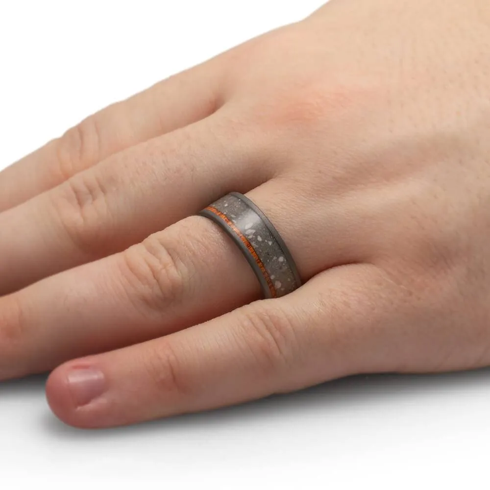 Titanium Memorial Ring with Wood and Ashes