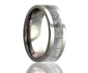 Titanium Meteorite Inlay Ring