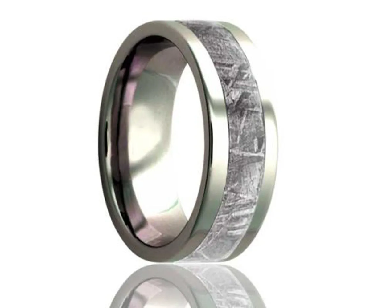 Titanium Meteorite Inlay Ring