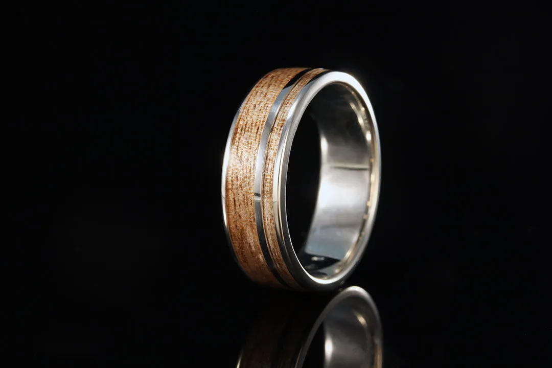 TITANIUM OFFSET AVOCADO WOOD TITANIUM RING