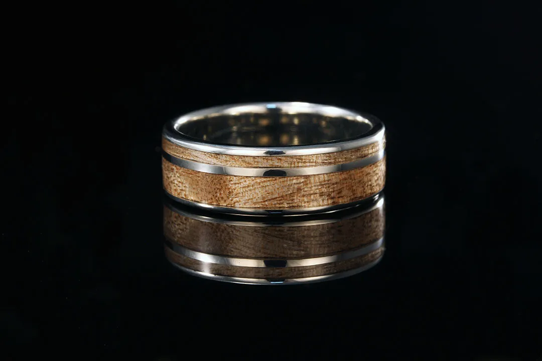 TITANIUM OFFSET AVOCADO WOOD TITANIUM RING