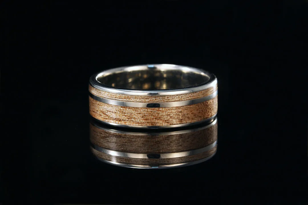 TITANIUM OFFSET AVOCADO WOOD TITANIUM RING