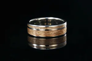 TITANIUM OFFSET AVOCADO WOOD TITANIUM RING