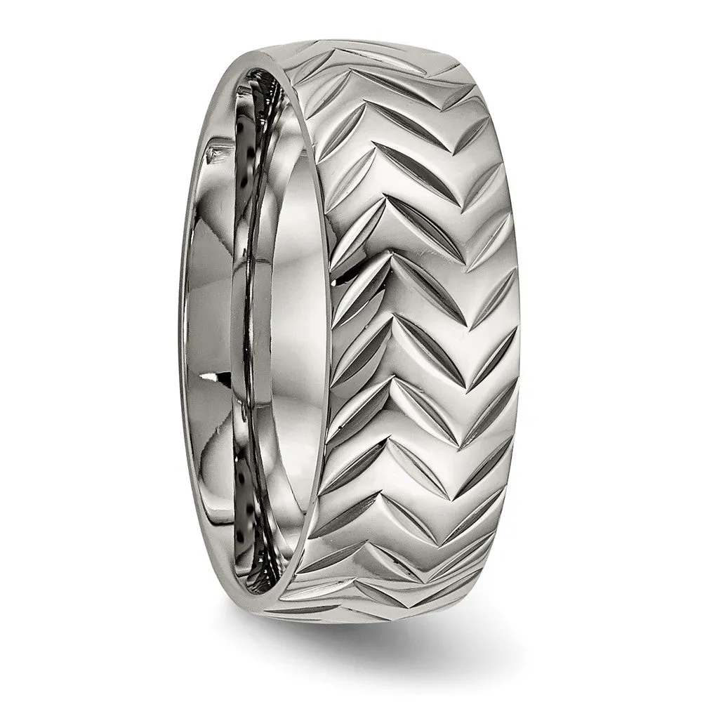 Titanium Polished Diamond Cut 8mm Band