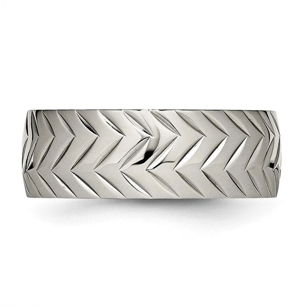 Titanium Polished Diamond Cut 8mm Band