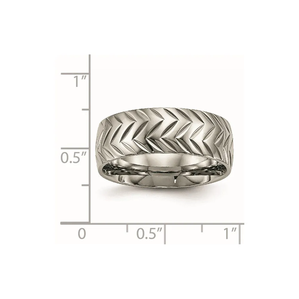 Titanium Polished Diamond Cut 8mm Band
