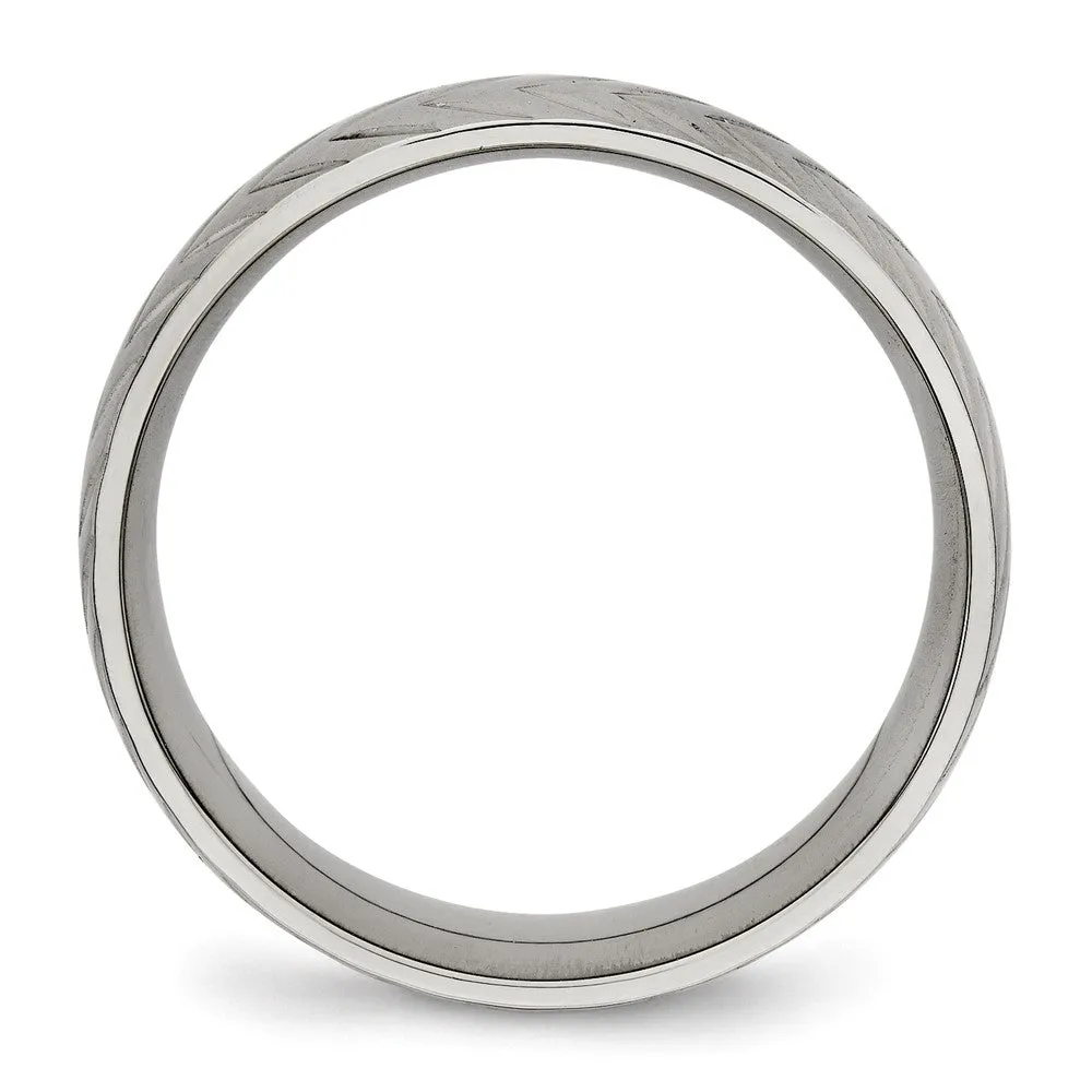 Titanium Polished Diamond Cut 8mm Band