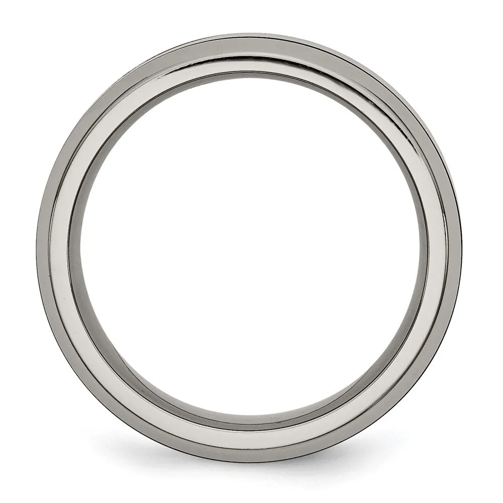 Titanium Polished w/Black Ceramic Center 8mm Beveled Band