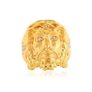 Trendolla Gold Plated Silver Christian Jesus Cross Ring Band Ring