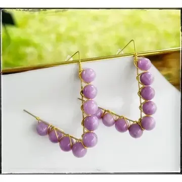 Triangle Beaded Hoop Earrings