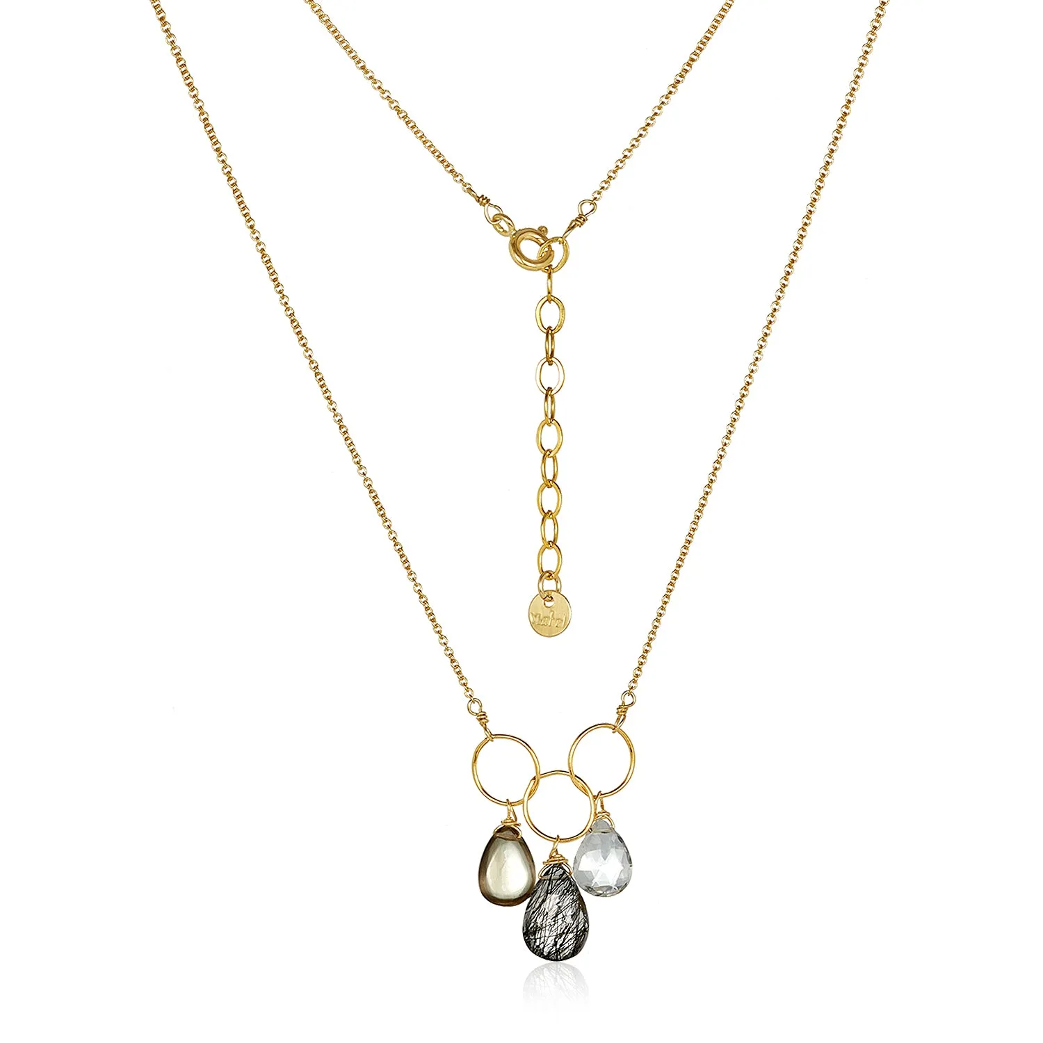 Trio teardrop gem link necklace
