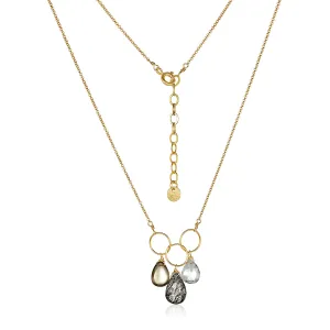 Trio teardrop gem link necklace
