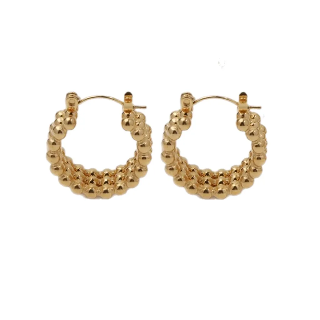 Triple Row Beaded Hoops