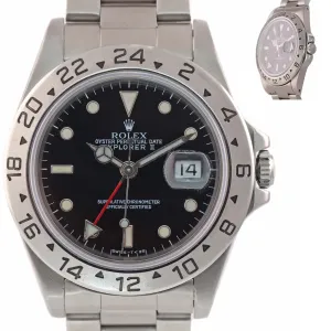 TRITIUM Rolex Explorer II 16570 Stainless Steel Black Dial GMT 40mm Watch