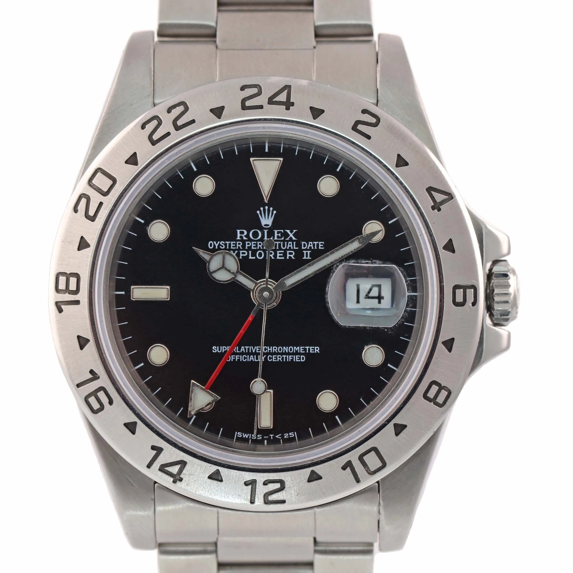TRITIUM Rolex Explorer II 16570 Stainless Steel Black Dial GMT 40mm Watch