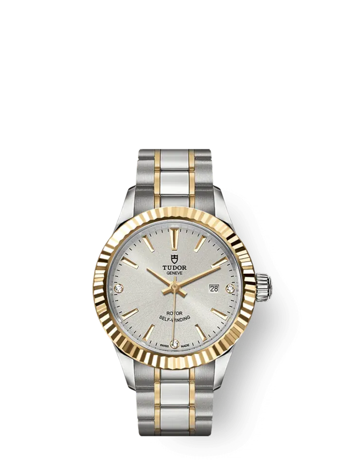 Tudor Style, Stainless Steel and Yellow Gold with Diamond-set, 28mm, Ref# M12113-0009