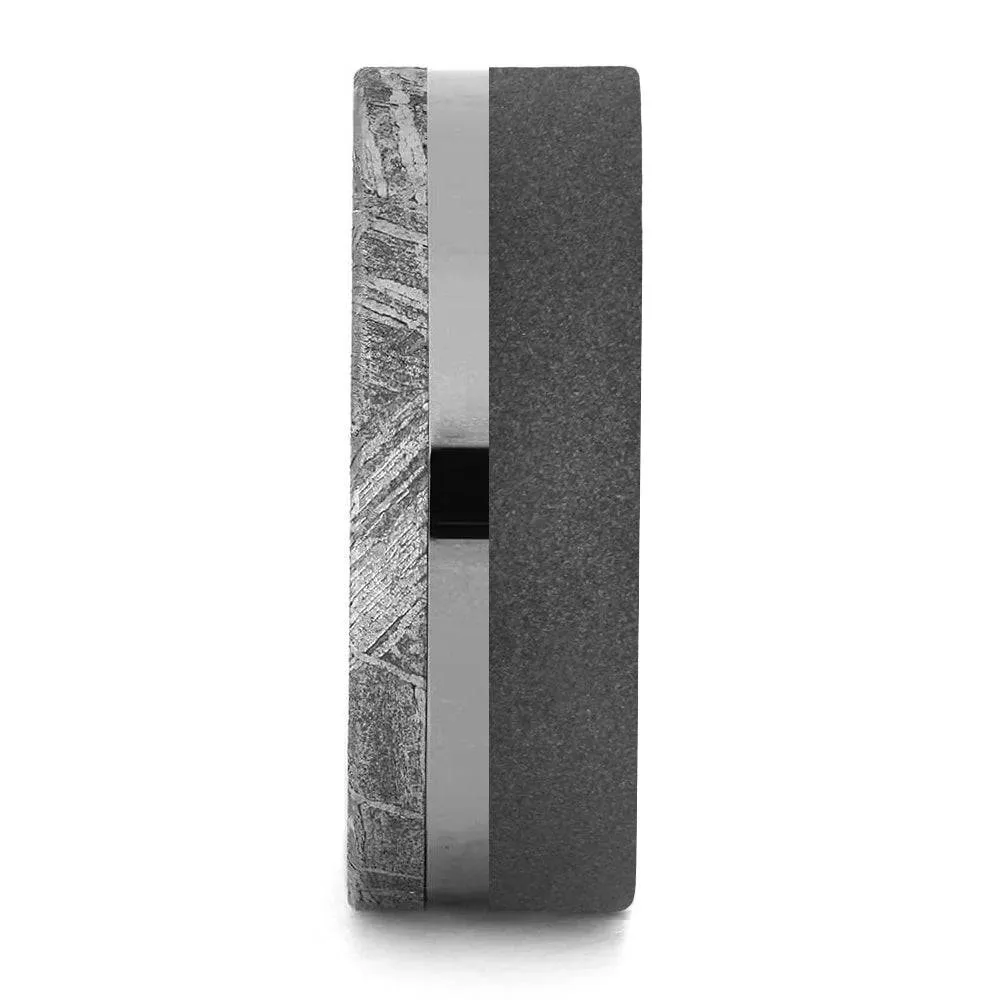 Tungsten Men's Wedding Band With Genuine Meteorite