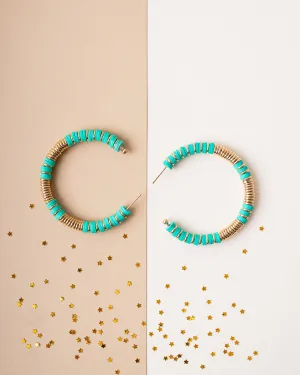 Turquoise Beaded Hoop Earrings