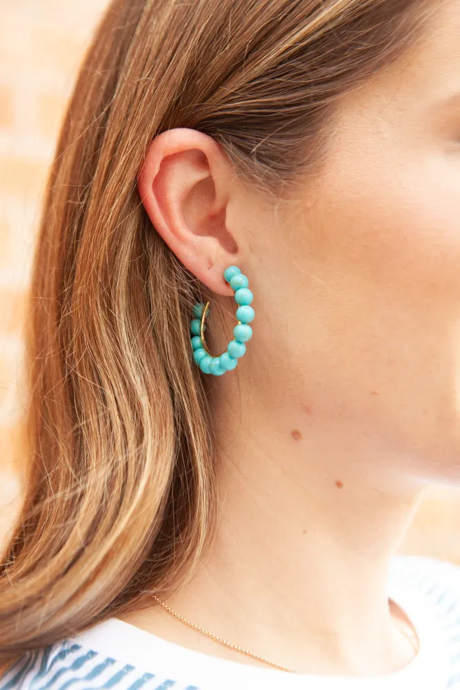 Turquoise Beaded Hoop