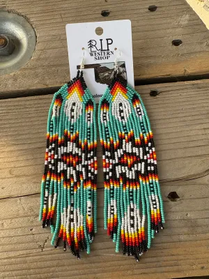 Turquoise Feather Earrings